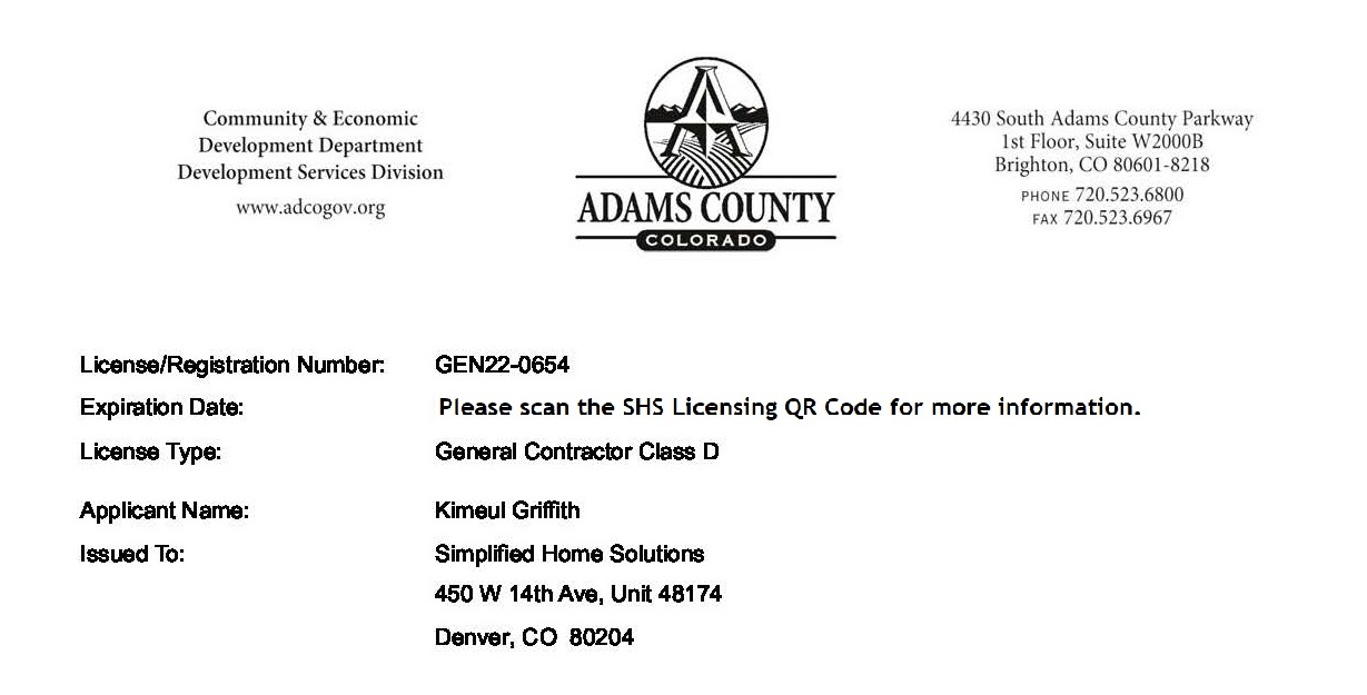 Adams County - Contractor License