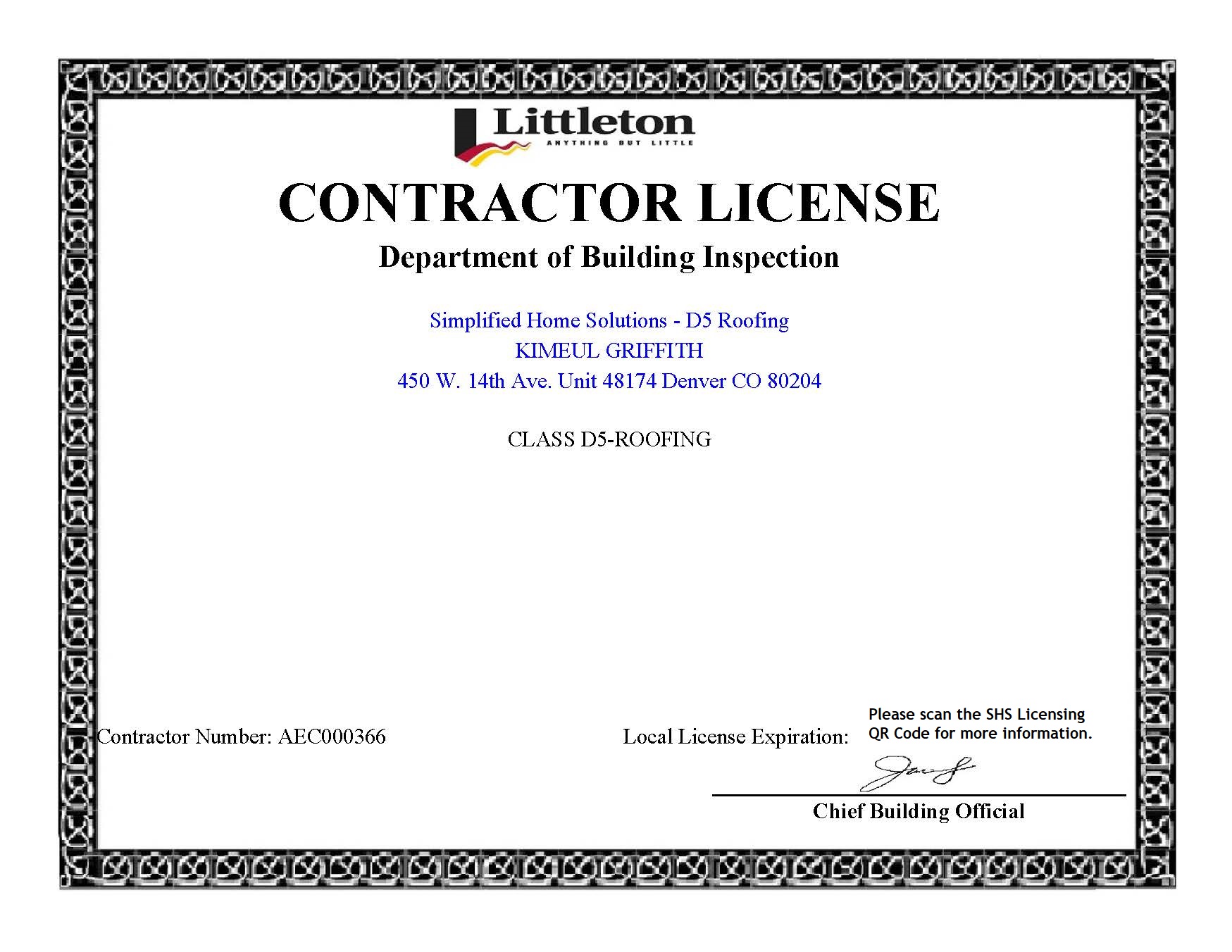 City of Littleton - Contractor License